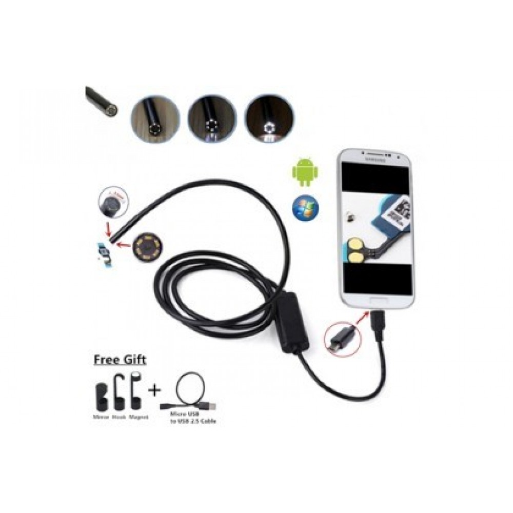 USB Android+PC Endoscope Wire Pinhole Camera - 5m